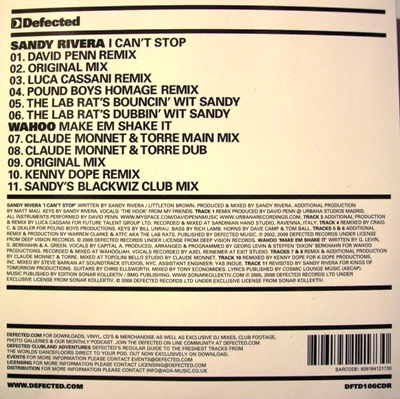 SANDY RIVERA/WAHOO - I CAN|T STOP (RMX)/MAKE EM SHAKE IT (CD|S)