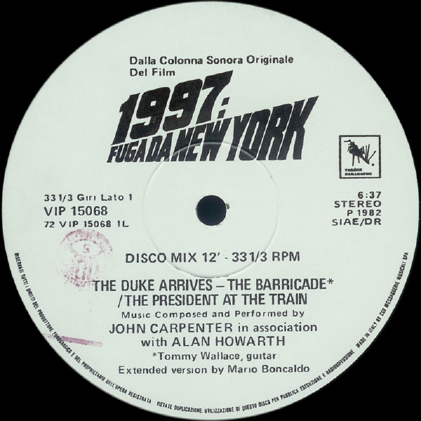 <h2>JOHN CARPENTER IN ASSOCIATION WITH ALAN HOWARTH</h2><div style='margin-top:-8px;'><h2>1997: FUGA DA NEW YORK (DALLA </h2></div>