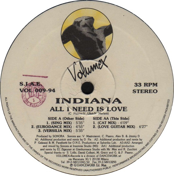 INDIANA - ALL I NEED IS LOVE