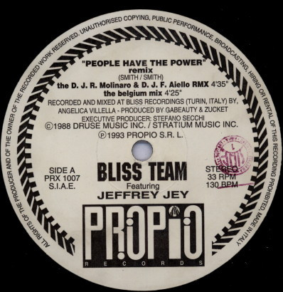 BLISS TEAM FEATURING JEFFREY JEY - PEOPLE HAVE THE POWER (REMIX)